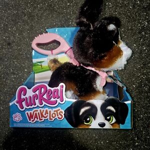 Walkalots Brown and White Pet Toy with Pink Leash